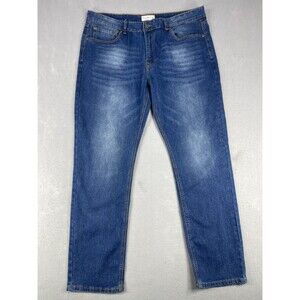 Smith & Mills Stretch Jeans Men size 38x32 Blue Denim Mid Rise Dark Wash